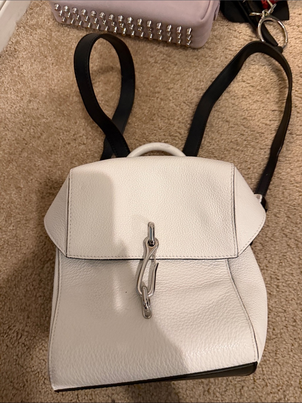 Alexander Wand White Leather Mini Backpack - Women's Fashion Backpack